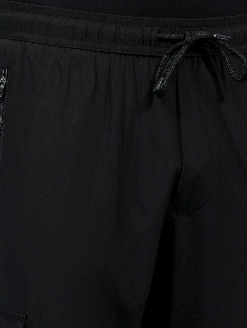 men black solid mid rise joggers cargo - 21914221 -  Standard Image - 4