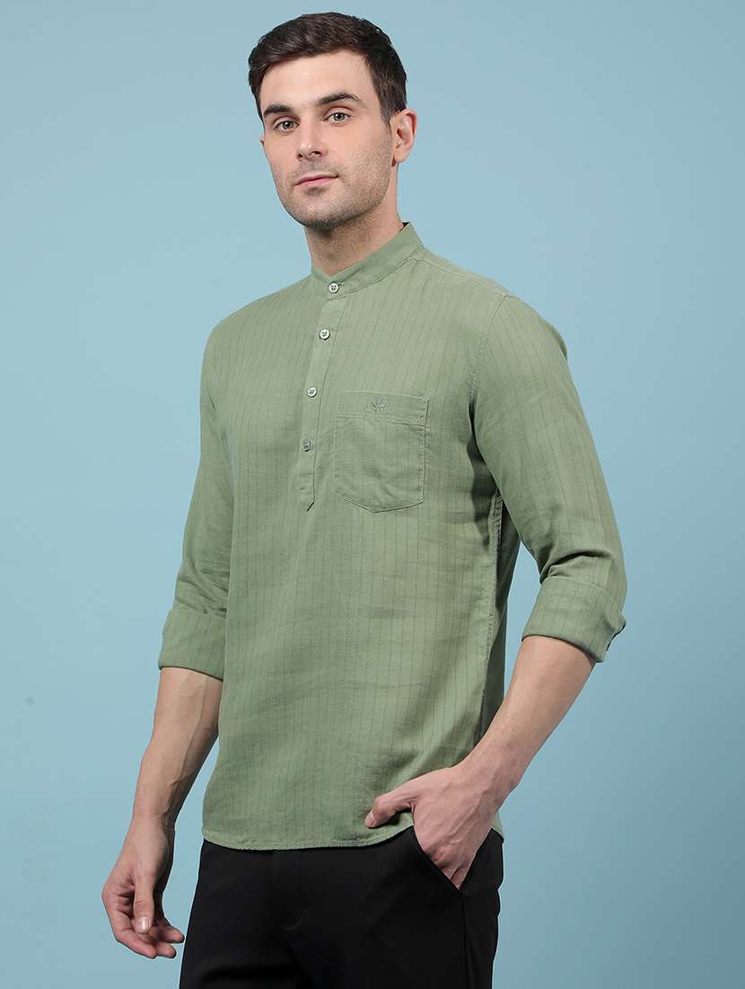 men solid mandarin neck short kurta - 21914228 -  Standard Image - 1