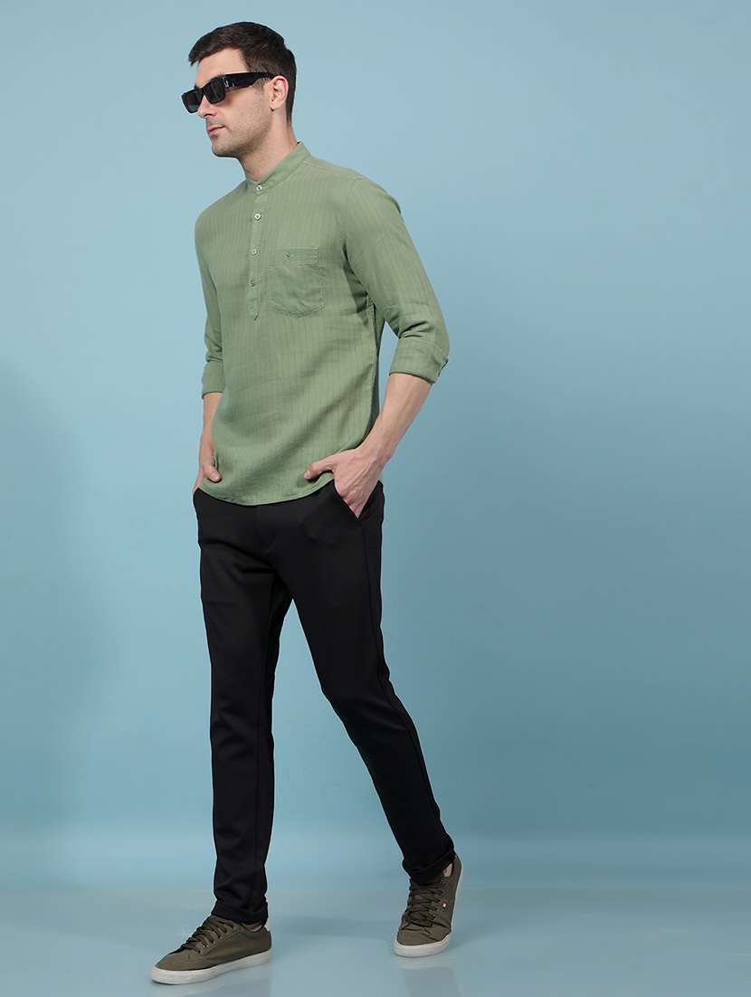 men solid mandarin neck short kurta - 21914228 -  Standard Image - 6