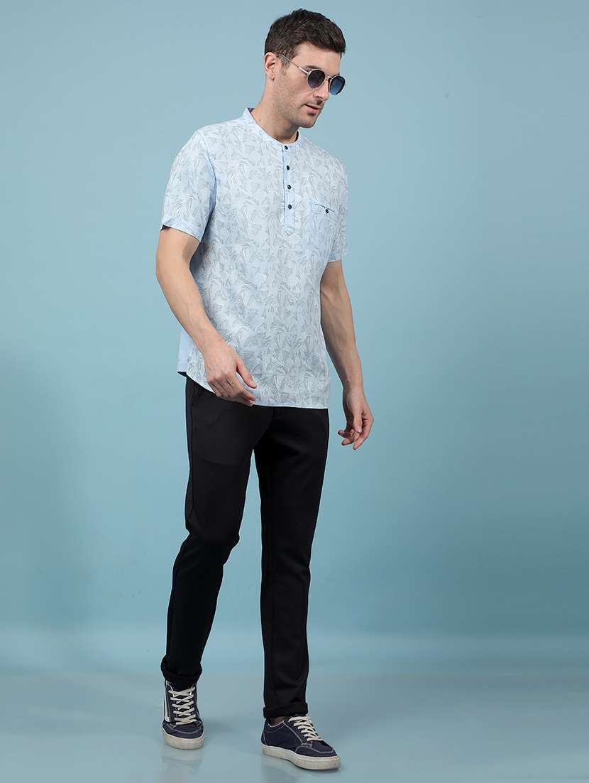 men printed mandarin neck short kurta - 21914238 -  Standard Image - 6