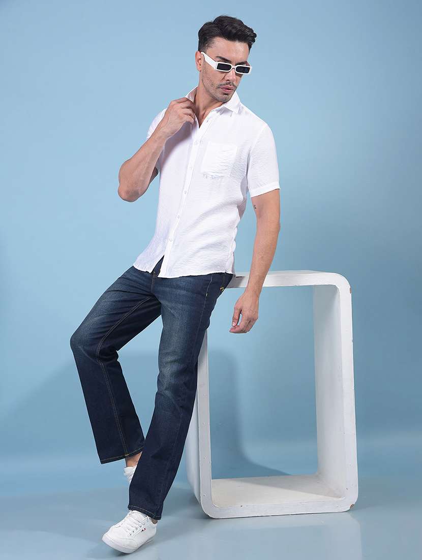 men solid short sleeve slim fit casual shirt - 21914247 -  Standard Image - 6