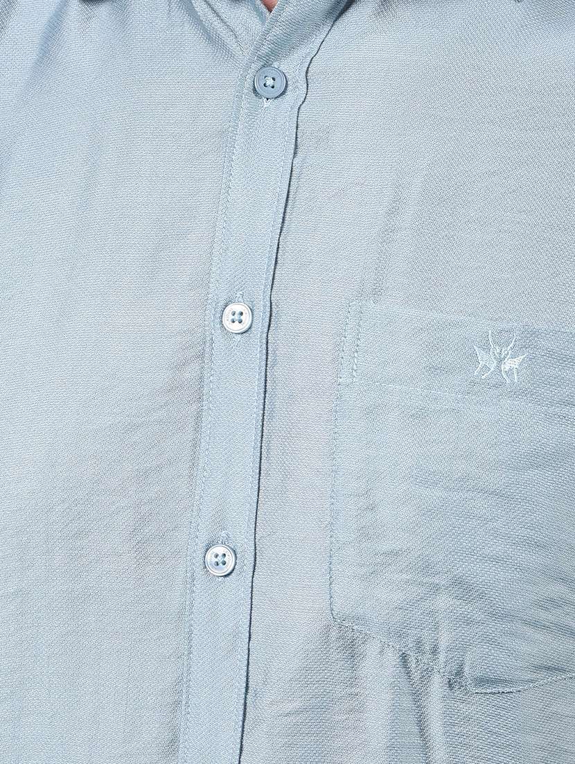 men solid short sleeve slim fit casual shirt - 21914250 -  Standard Image - 4