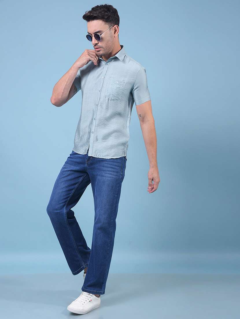 men solid short sleeve slim fit casual shirt - 21914250 -  Standard Image - 6