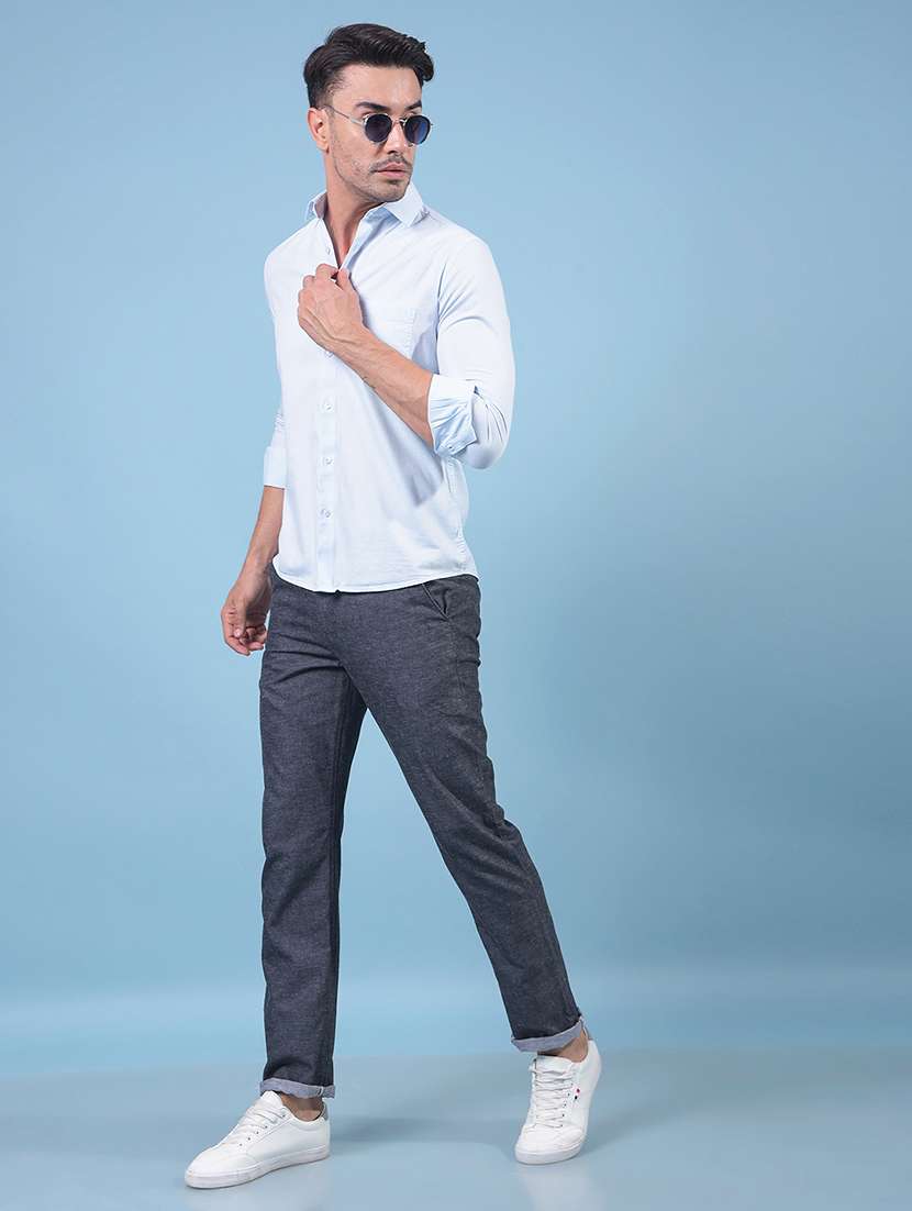 men solid long sleeve slim fit casual shirt - 21914261 -  Standard Image - 6