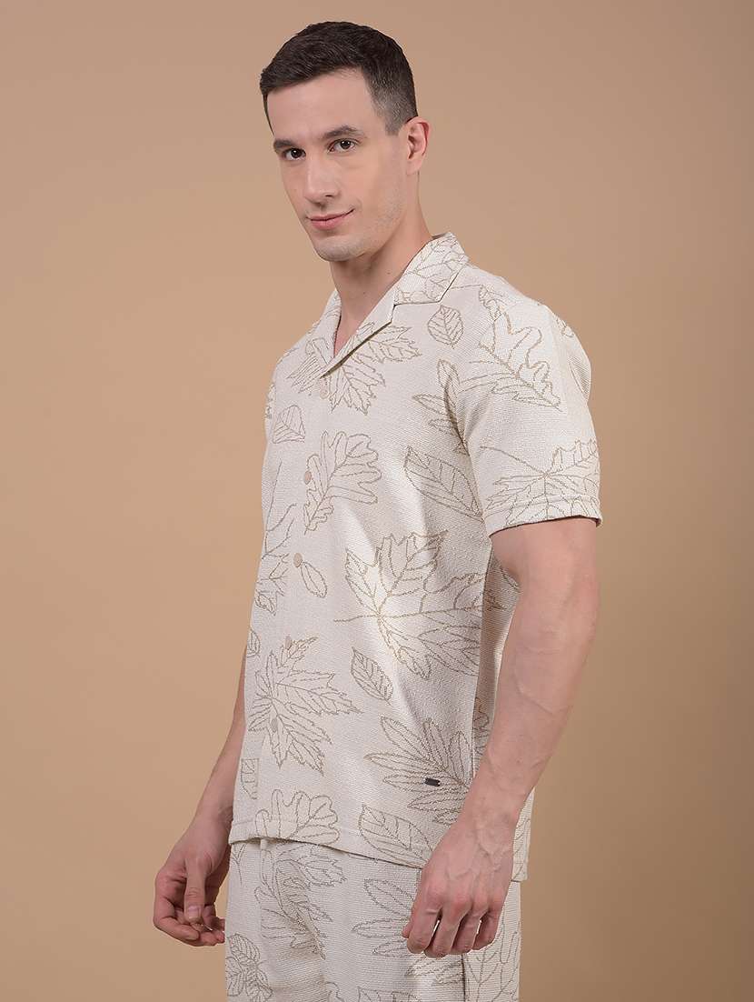 men printed short sleeve slim fit casual shirt - 21914267 -  Standard Image - 1