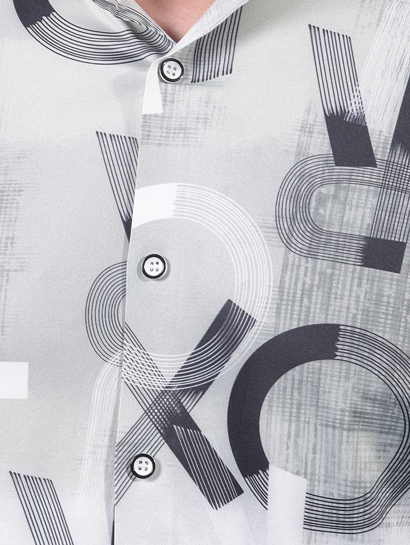 men printed short sleeve slim fit casual shirt - 21914271 -  Standard Image - 4