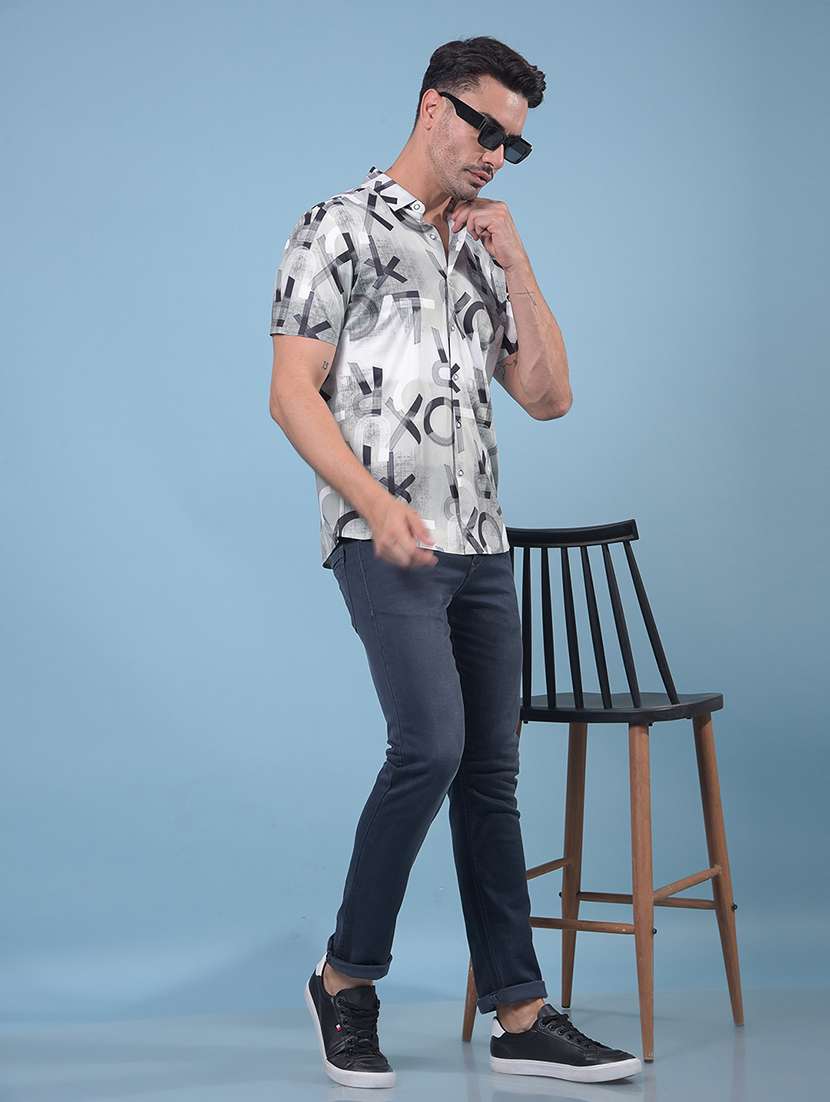 men printed short sleeve slim fit casual shirt - 21914271 -  Standard Image - 6