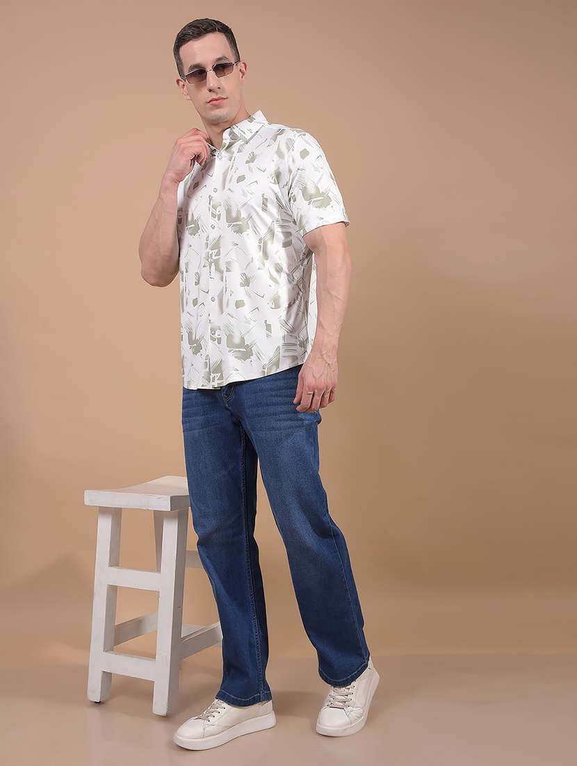 men printed short sleeve slim fit casual shirt - 21914274 -  Standard Image - 6
