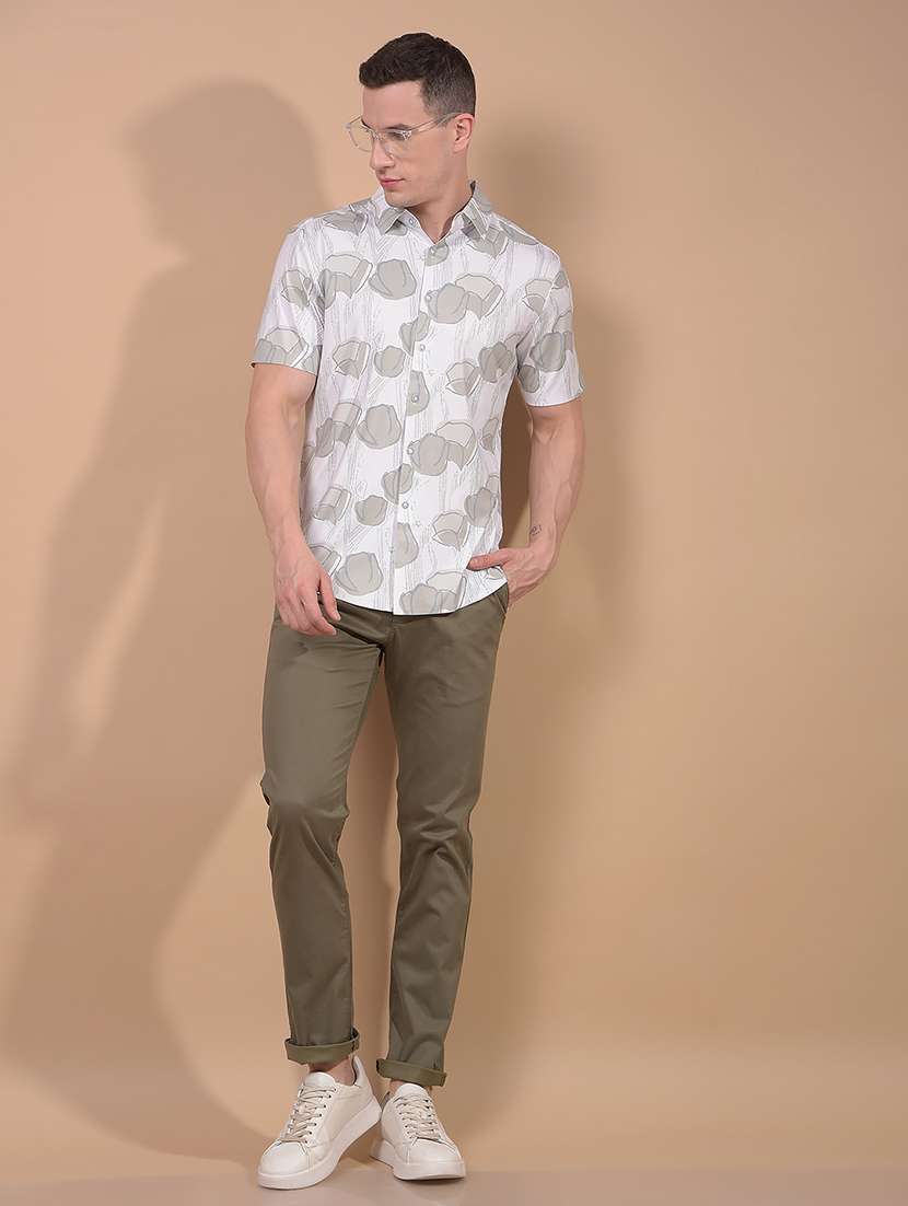 men printed short sleeve slim fit casual shirt - 21914275 -  Standard Image - 6