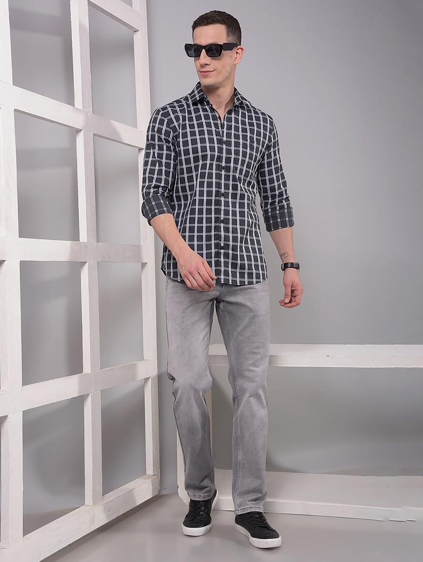 men checkered long sleeve slim fit casual shirt - 21914278 - Standard Image - 6