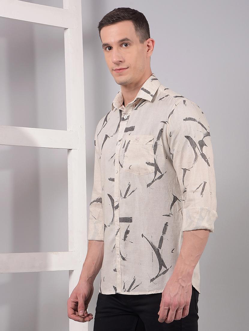men printed long sleeve slim fit casual shirt - 21914279 - Standard Image - 1