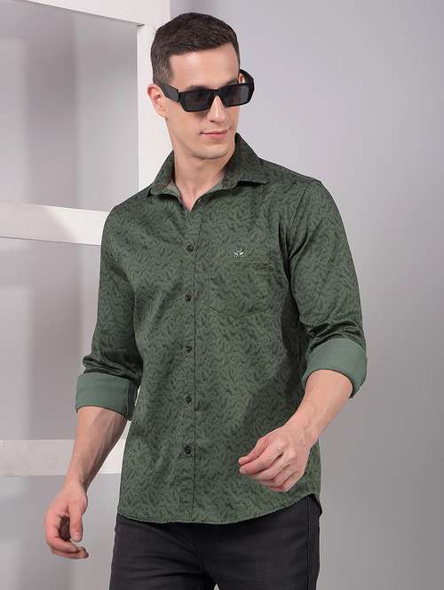 men printed long sleeve slim fit casual shirt - 21914280 -  Standard Image - 0