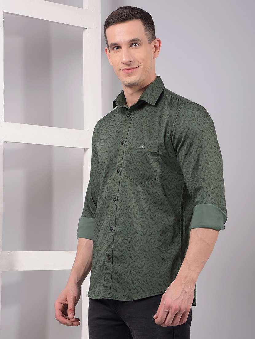 men printed long sleeve slim fit casual shirt - 21914280 -  Standard Image - 1