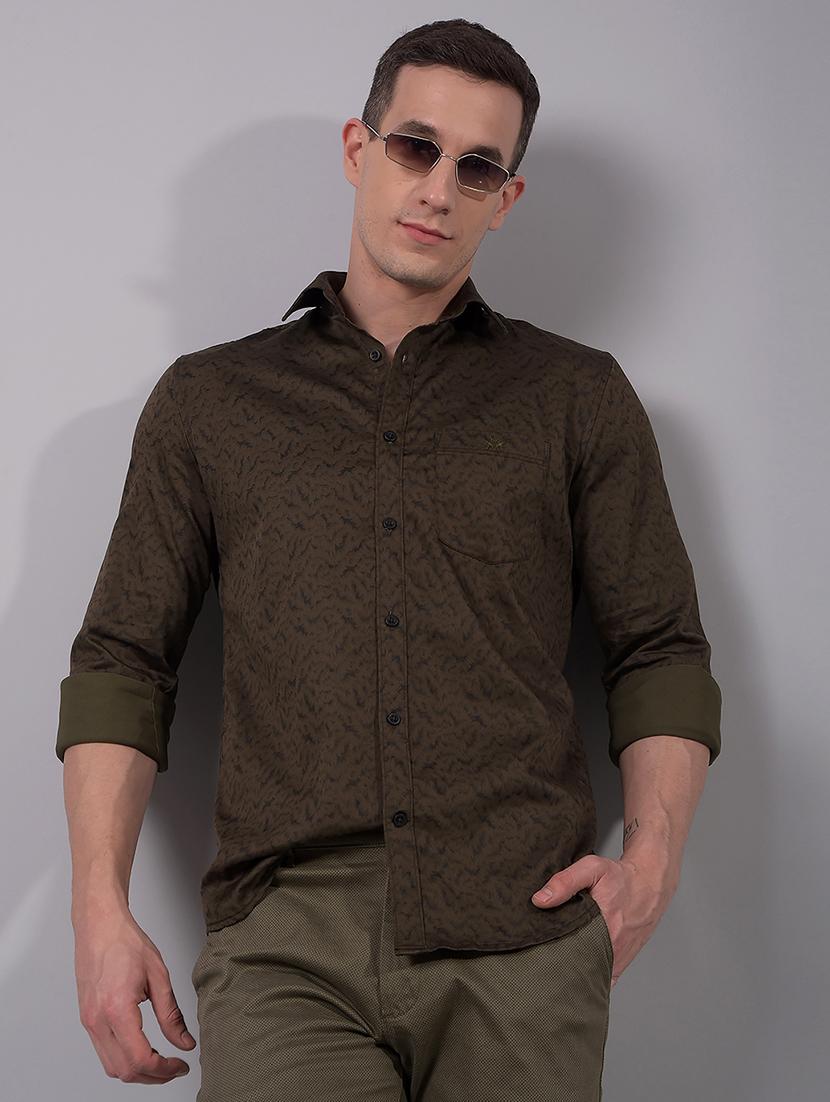 men printed long sleeve slim fit casual shirt - 21914281 - Zoom Image - 0