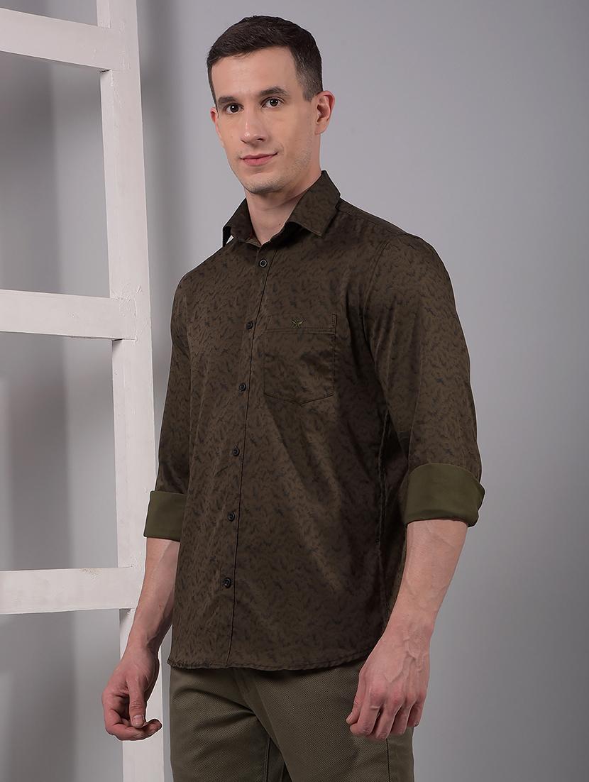 men printed long sleeve slim fit casual shirt - 21914281 - Standard Image - 1