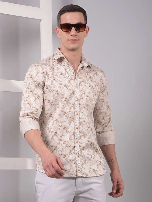 men printed long sleeve slim fit casual shirt - 21914282 -  Standard Image - 0