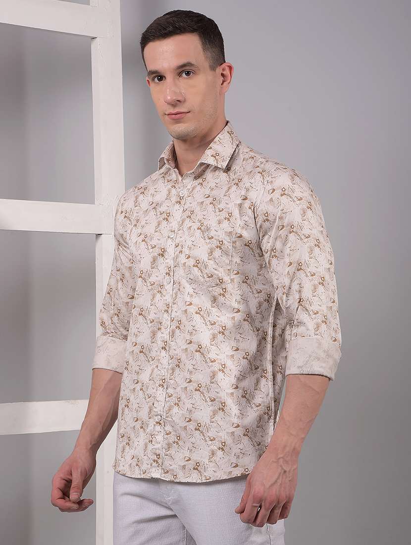 men printed long sleeve slim fit casual shirt - 21914282 -  Standard Image - 1