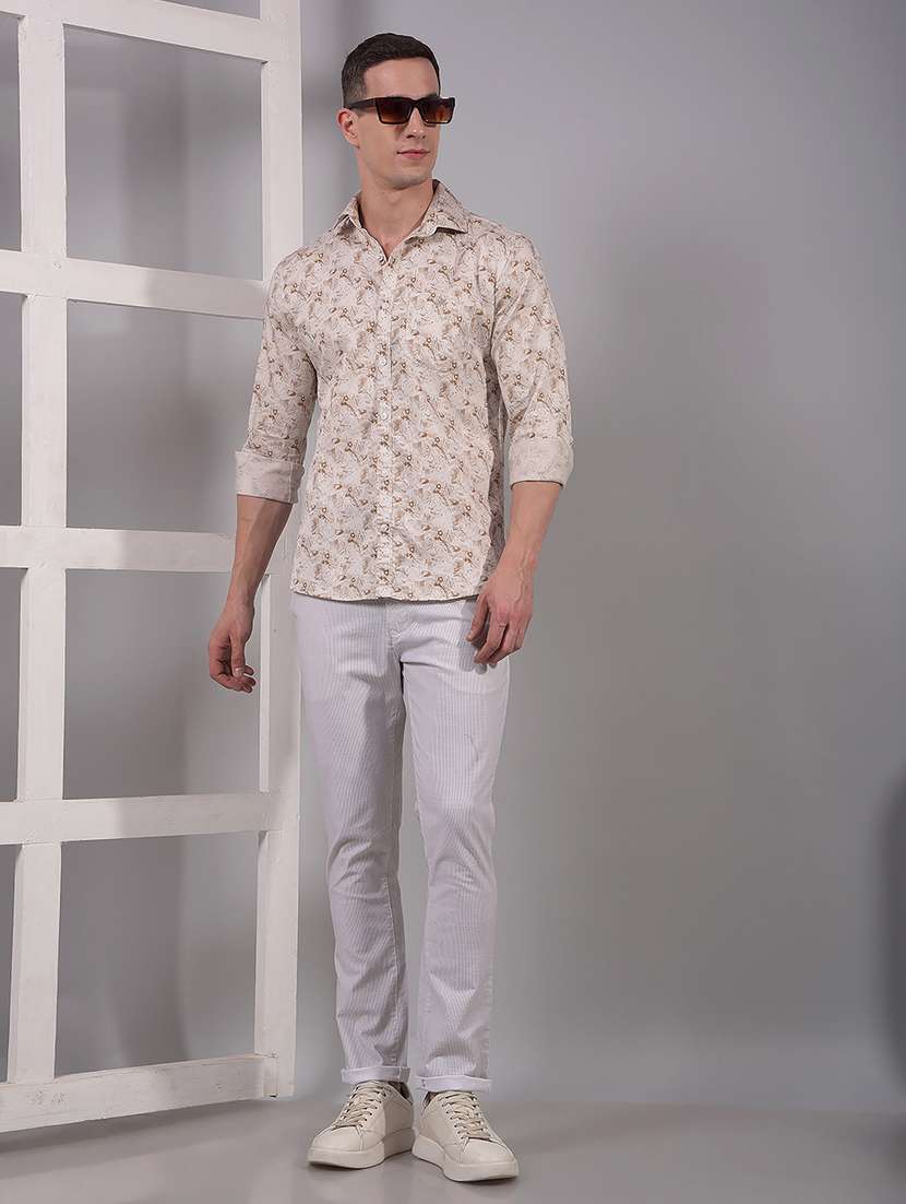 men printed long sleeve slim fit casual shirt - 21914282 -  Standard Image - 6