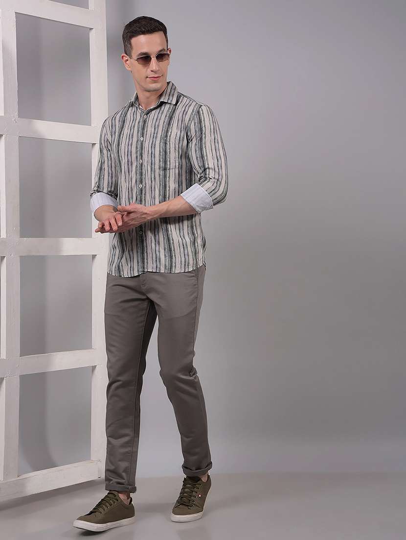 men striped long sleeve slim fit casual shirt - 21914284 - Standard Image - 6