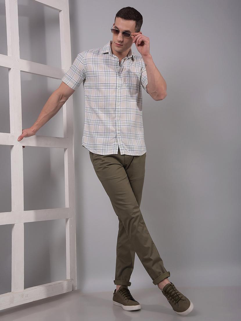 men checkered short sleeve slim fit casual shirt - 21914293 - Standard Image - 4