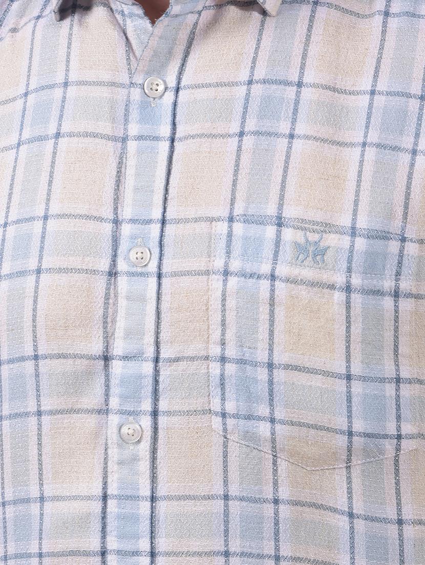men checkered short sleeve slim fit casual shirt - 21914294 - Standard Image - 6