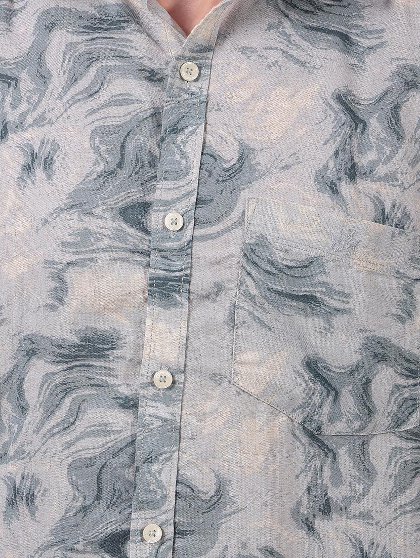 men printed short sleeve slim fit casual shirt - 21914305 - Standard Image - 6