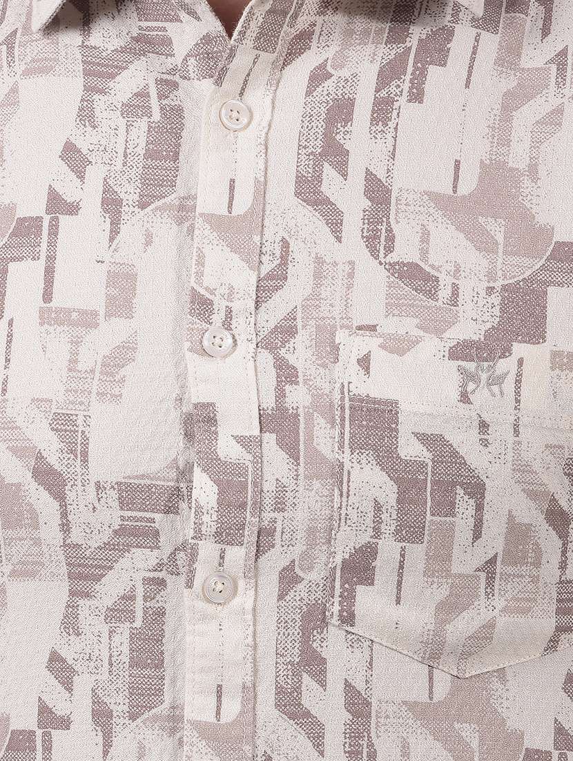 men printed short sleeve slim fit casual shirt - 21914306 - Standard Image - 4