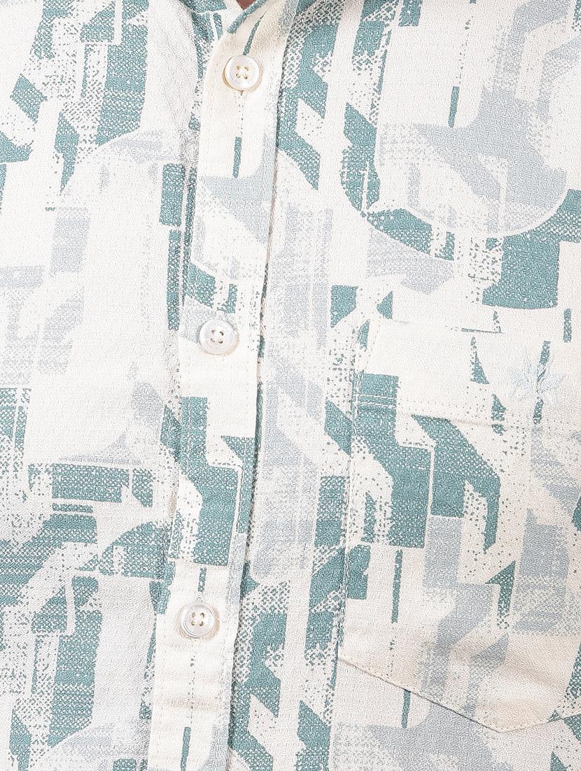 men printed short sleeve slim fit casual shirt - 21914307 - Standard Image - 4