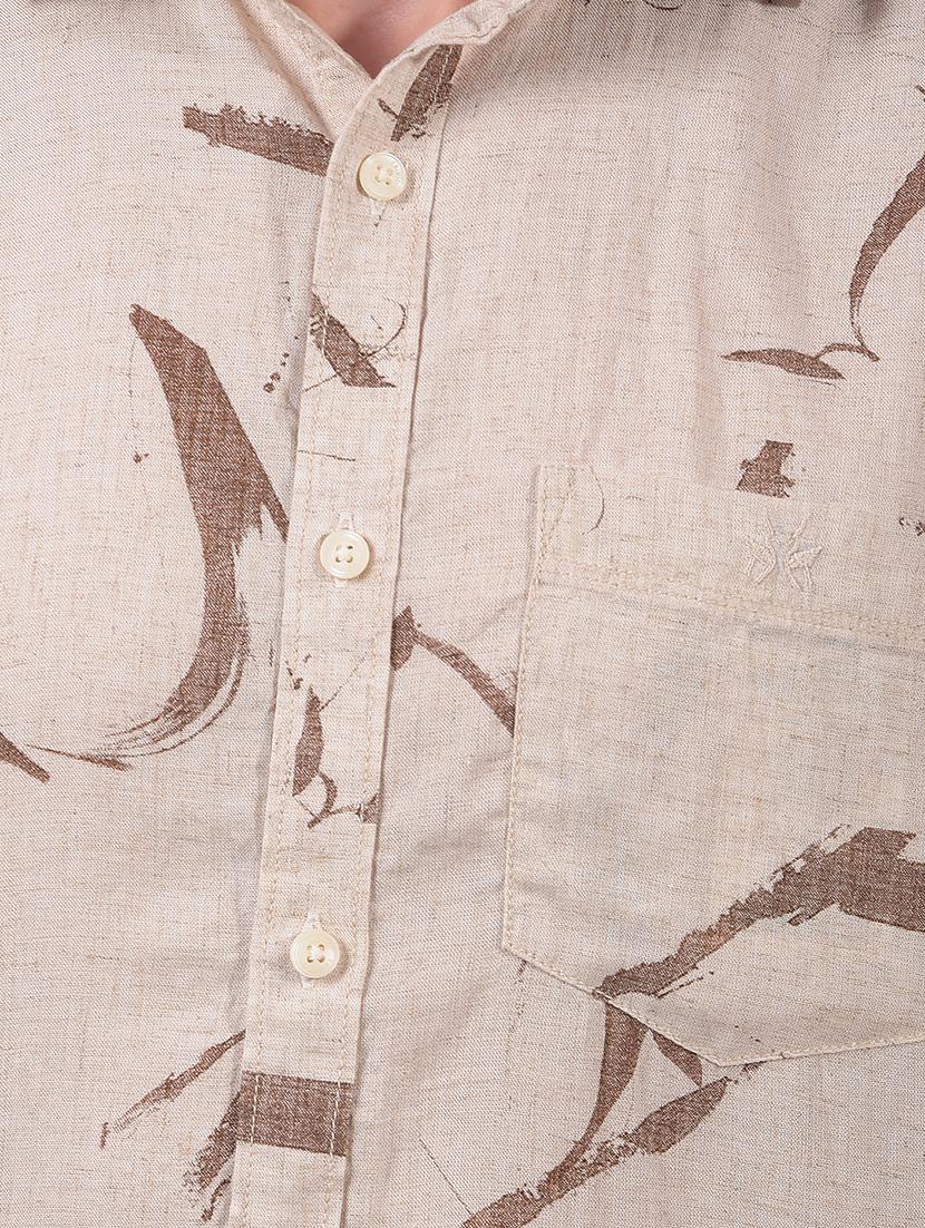 men printed short sleeve slim fit casual shirt - 21914311 - Standard Image - 4