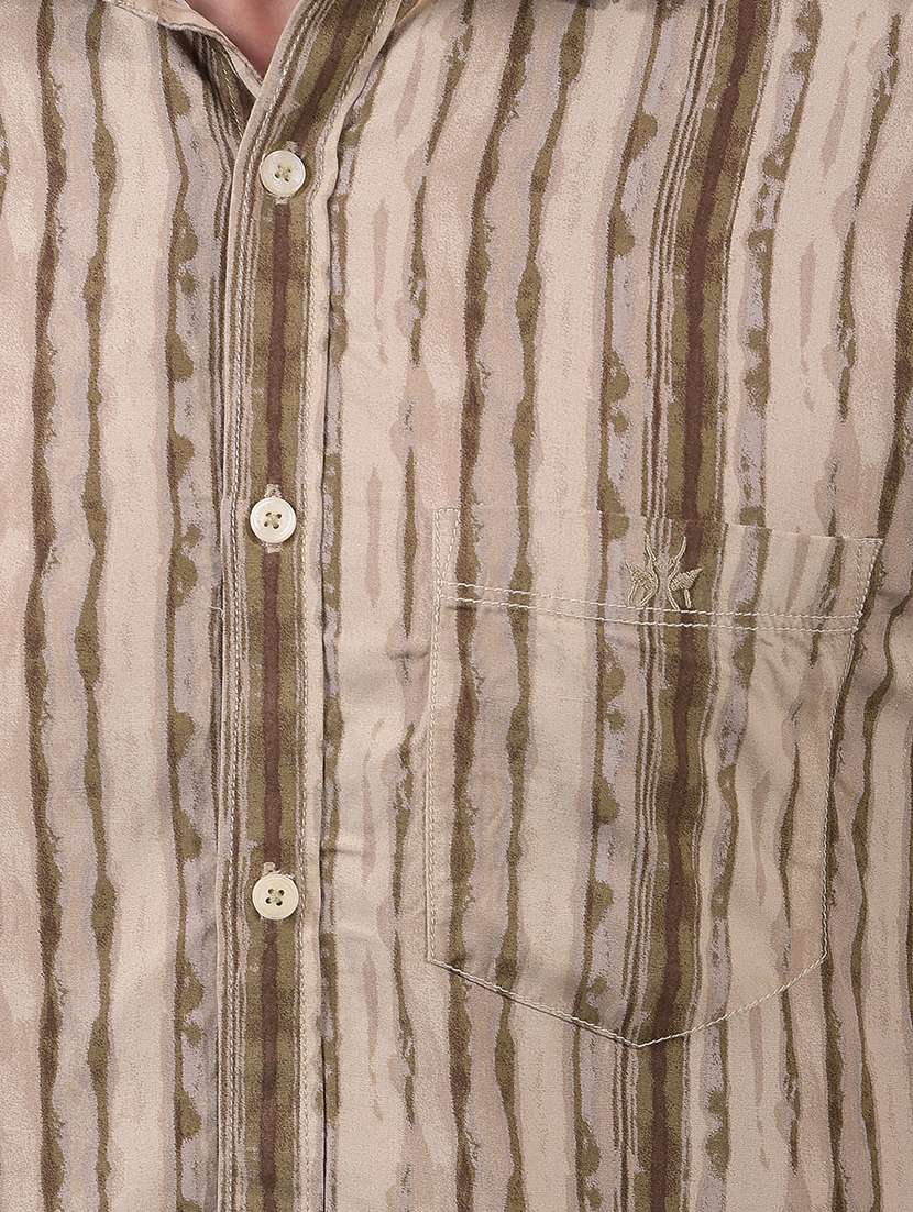 men striped short sleeve slim fit casual shirt - 21914312 -  Standard Image - 4