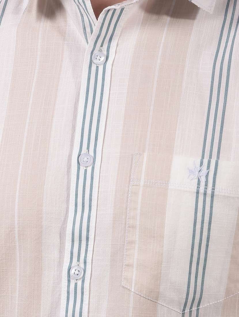 men striped short sleeve slim fit casual shirt - 21914313 - Standard Image - 4