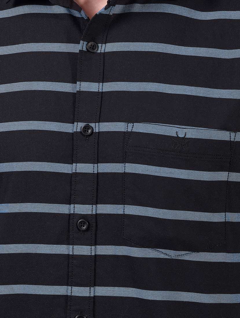 men striped short sleeve slim fit casual shirt - 21914316 - Standard Image - 4