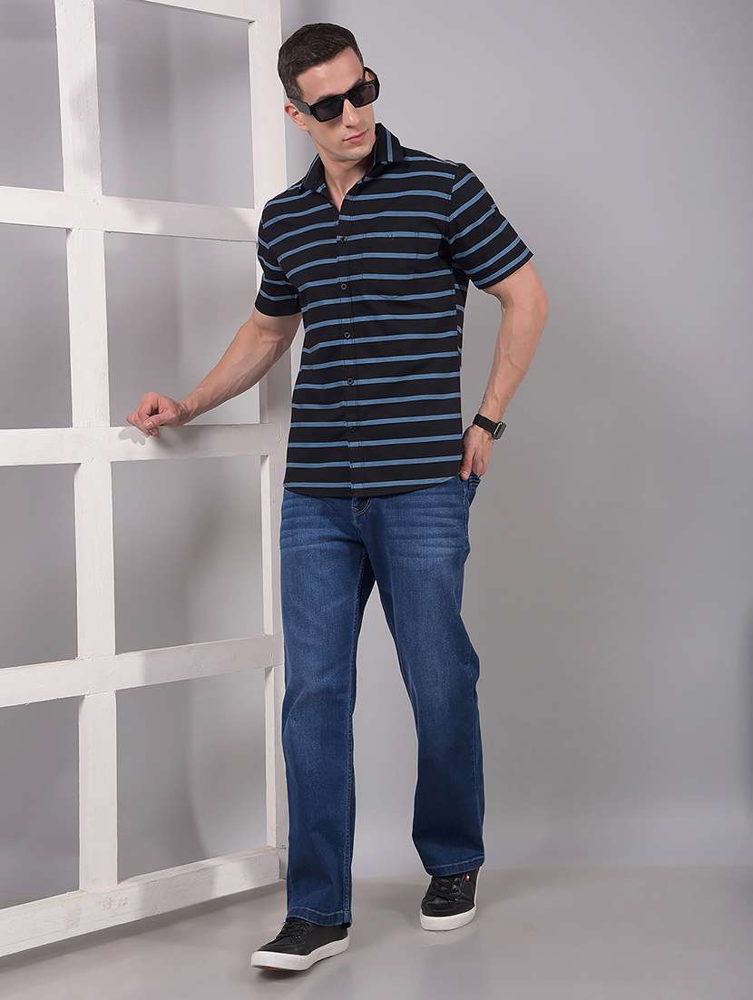 men striped short sleeve slim fit casual shirt - 21914316 - Standard Image - 6