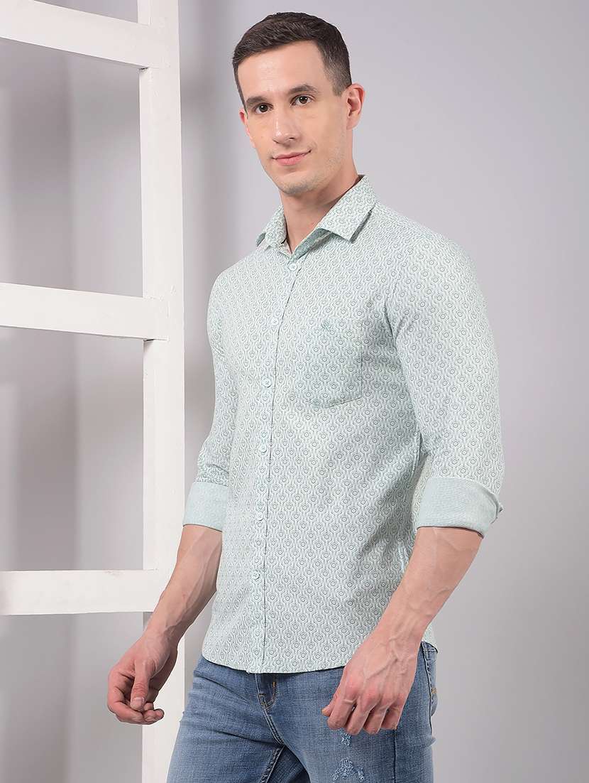 men printed long sleeve slim fit casual shirt - 21914320 - Standard Image - 1