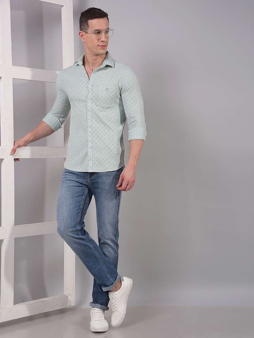 men printed long sleeve slim fit casual shirt - 21914320 - Standard Image - 6