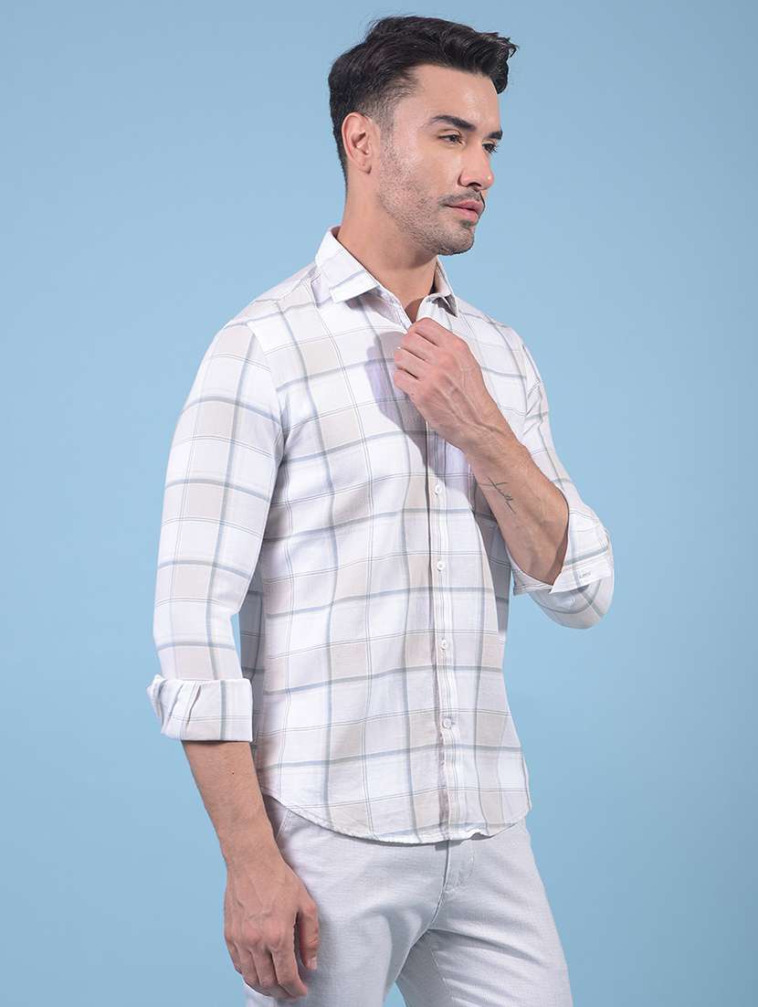 men checkered long sleeve slim fit casual shirt - 21914322 -  Standard Image - 1