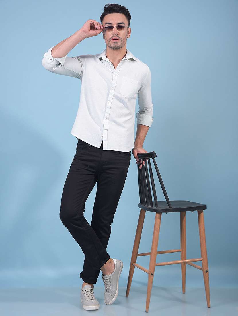 men solid long sleeve slim fit casual shirt - 21914327 - Standard Image - 6