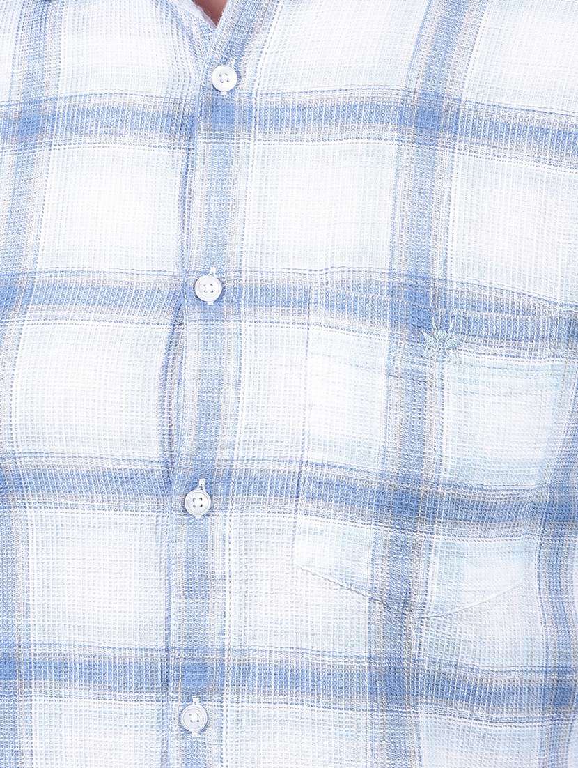 men checkered short sleeve slim fit casual shirt - 21914334 -  Standard Image - 4