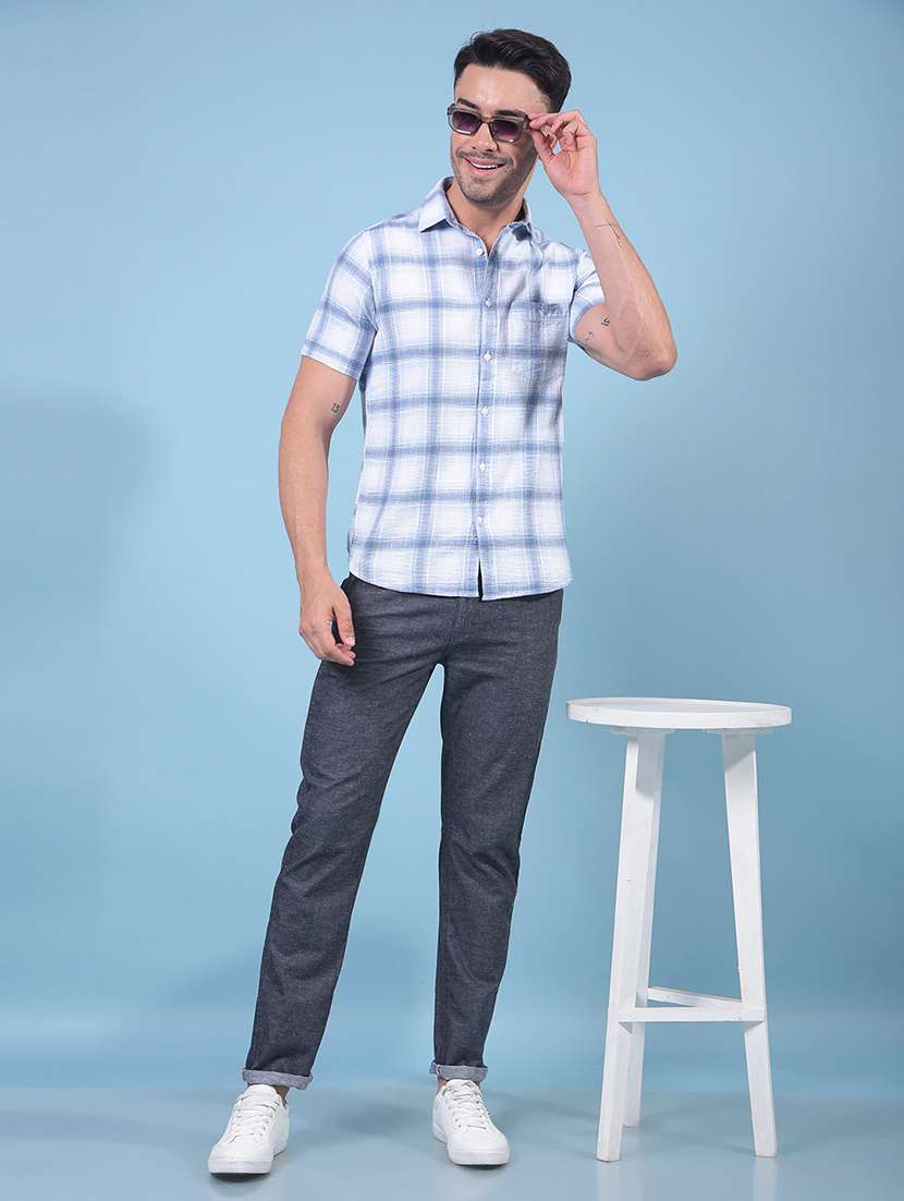 men checkered short sleeve slim fit casual shirt - 21914334 -  Standard Image - 6