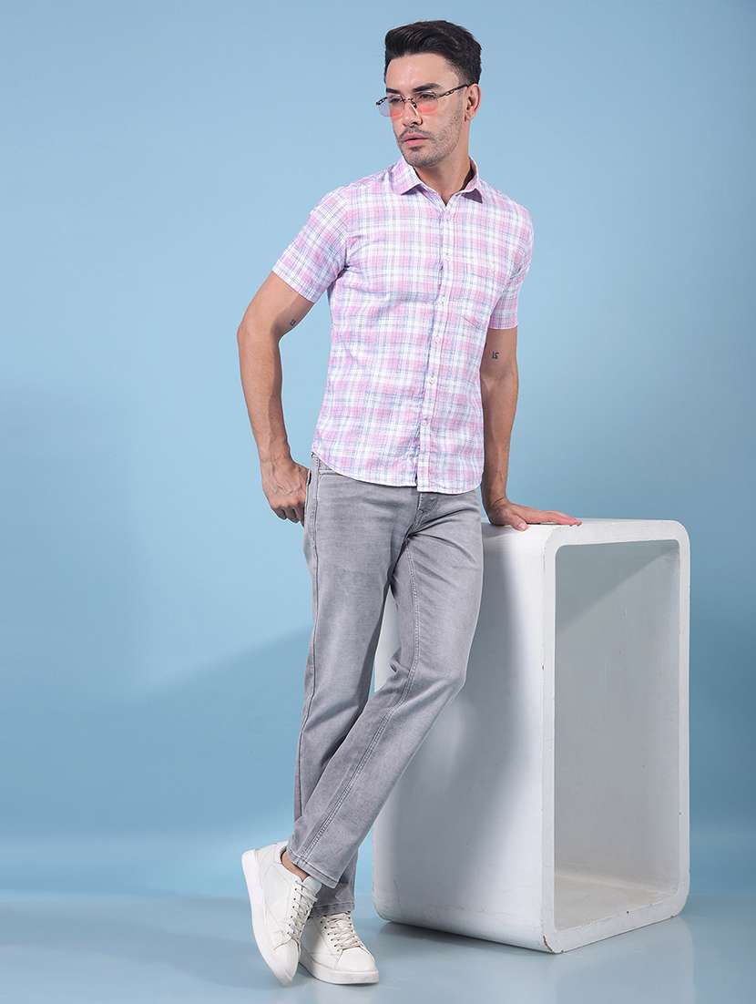 Men Checkered Short Sleeve Slim Fit Casual Shirt - 21914335 -  Standard Image - 6