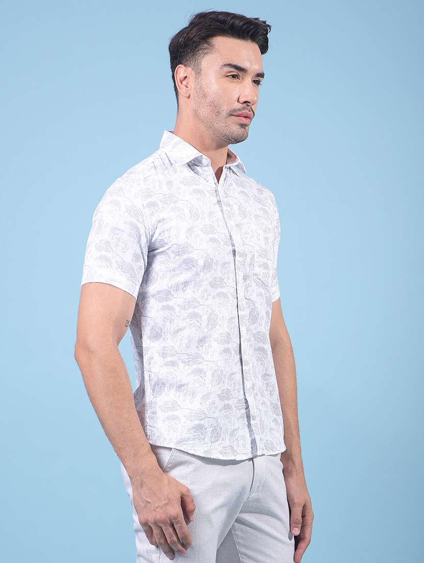 men printed short sleeve slim fit casual shirt - 21914337 -  Standard Image - 1