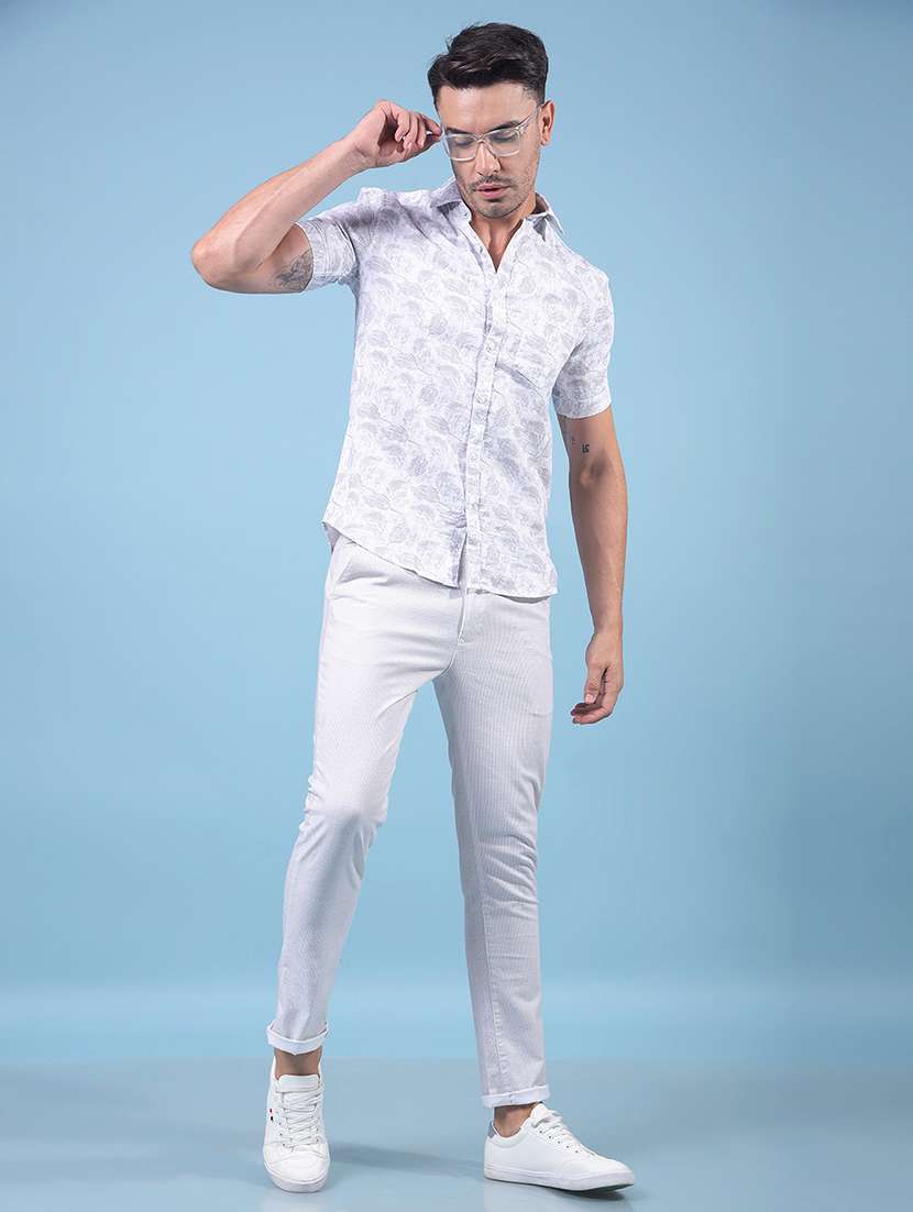 men printed short sleeve slim fit casual shirt - 21914337 - Standard Image - 6