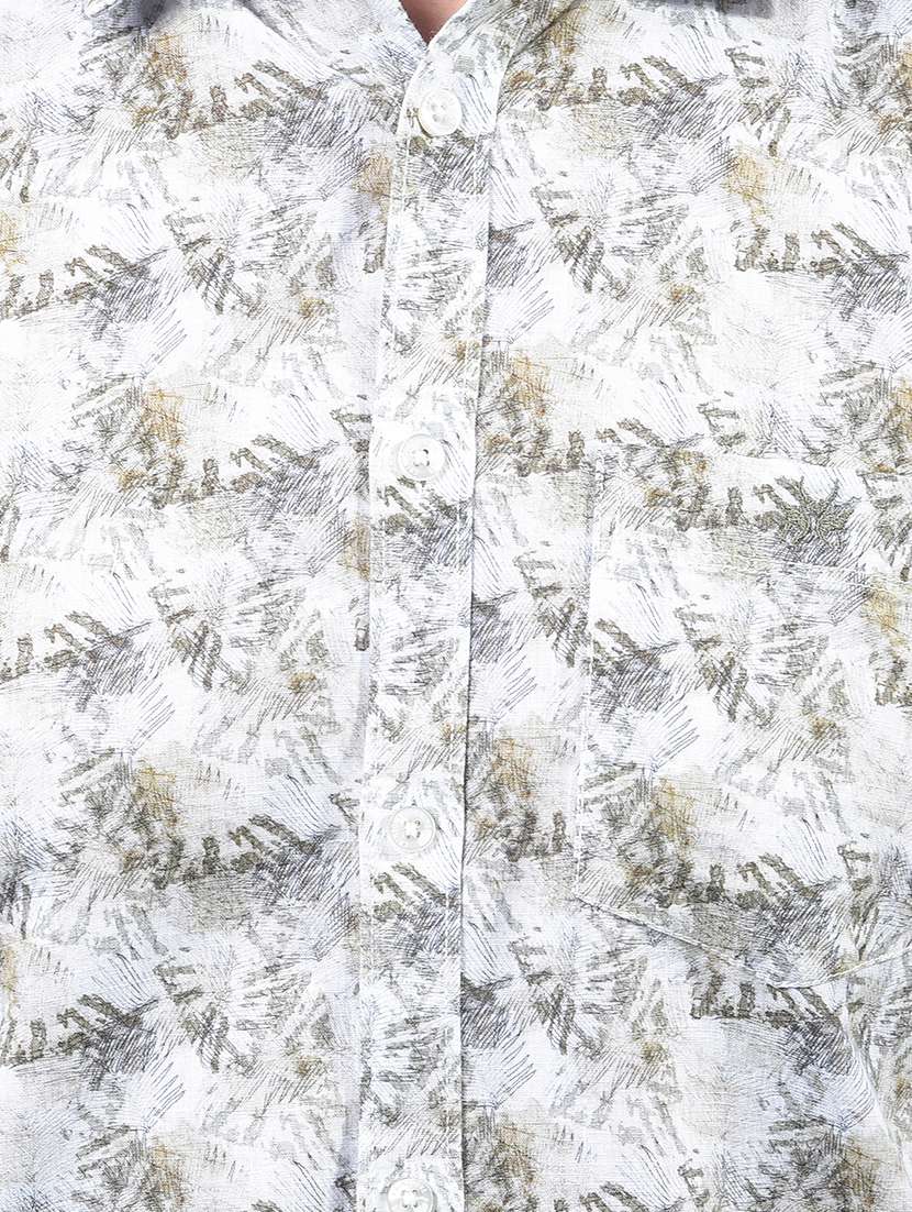 men printed short sleeve slim fit casual shirt - 21914338 -  Standard Image - 4