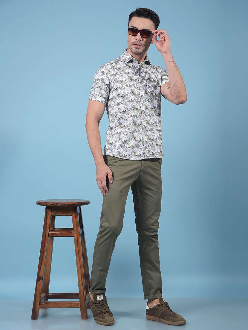 men printed short sleeve slim fit casual shirt - 21914338 -  Standard Image - 6