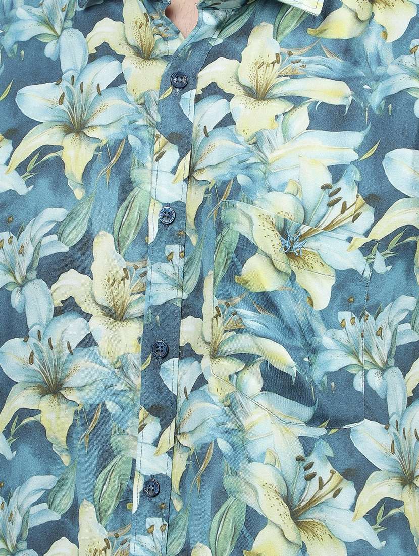 men printed short sleeve slim fit casual shirt - 21914340 -  Standard Image - 6