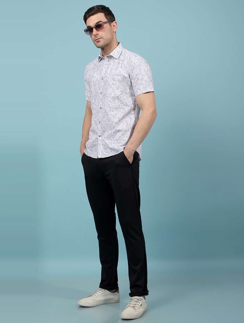 men printed short sleeve slim fit casual shirt - 21914346 -  Standard Image - 4