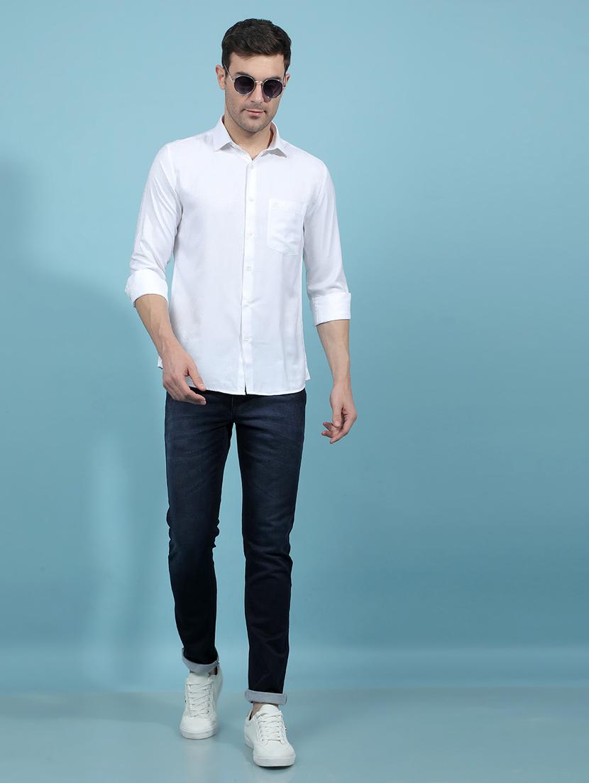 men solid long sleeve slim fit casual shirt - 21914348 - Standard Image - 4