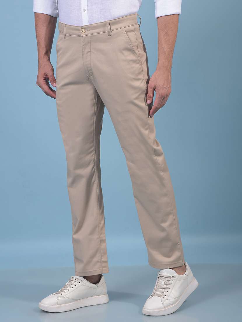 men solid mid rise flat front casual chinos  - 21914370 -  Standard Image - 1