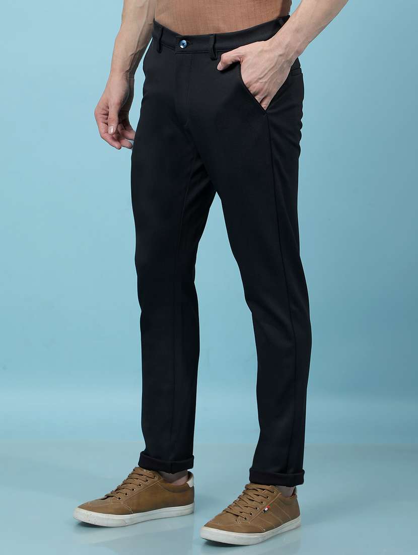 men solid mid rise flat front casual chinos - 21914374 - Standard Image - 1