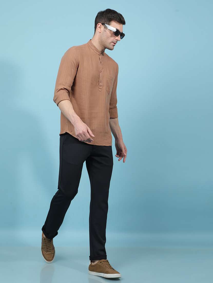 men solid mid rise flat front casual chinos - 21914374 - Standard Image - 4